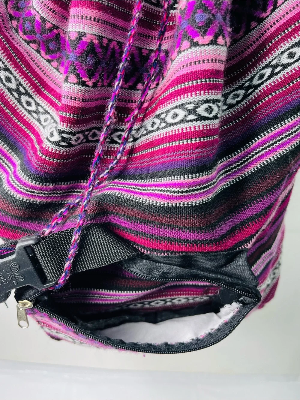 Authentic Mexican style unisex woven serape back sack drawstring